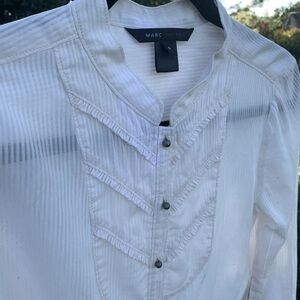 Marc Jacobs Ivory Bib-front Button Long Sleeve Blouse